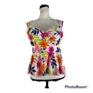 Terra & Sky. Floral Tankini Top 1X EUC